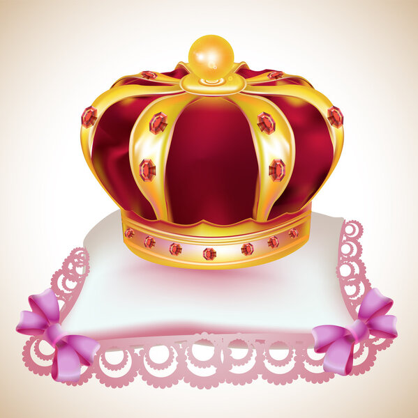 Gold crown with red gems.