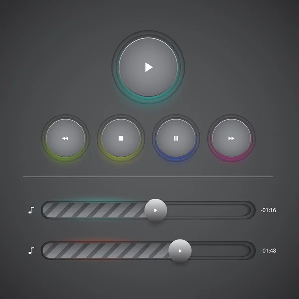 Reproductores Audio Web Vectorial — Vector de stock