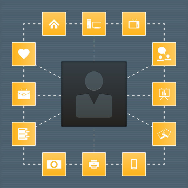 Набор иконок на тему общения. Векторная иллюстрация
