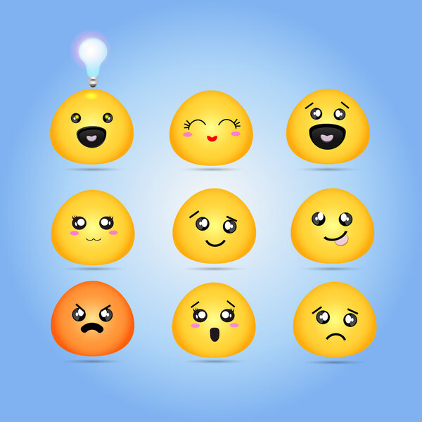 Set of characters of yellow emoticons