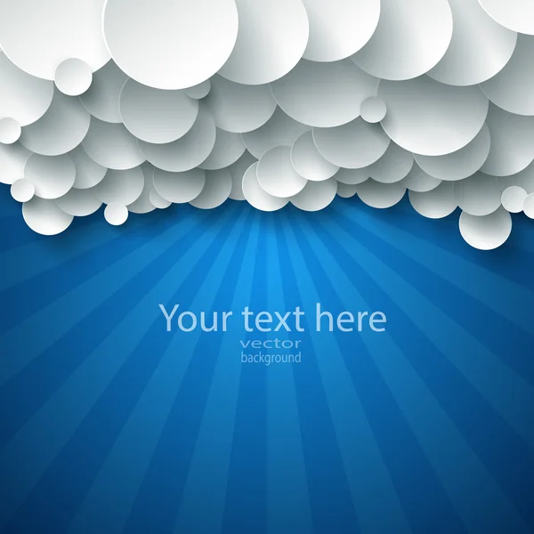 Векторный Абстрактный Фон Белых Бумажных Облаков Над Синим — стоковый вектор