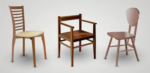 Krzesło Drewniane Zestaw Ilustracji Wektorowych — Wektor stockowy