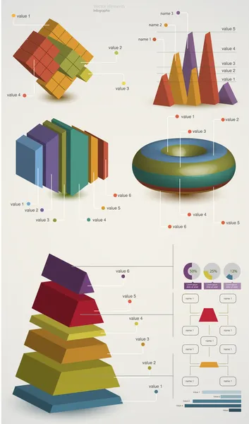 Színes Infographic Elemek Vektoros Illusztráció — Stock Vector