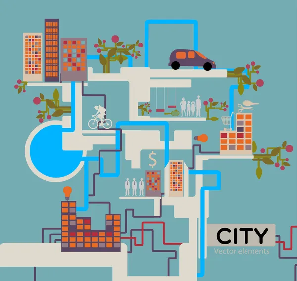 Città Vettoriale Sfondo Info Grafiche — Vettoriale Stock