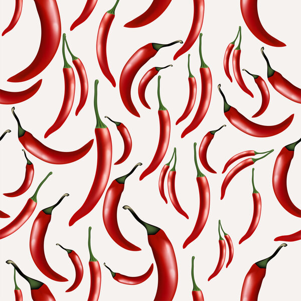 Seamless pattern with hot chilly pepper