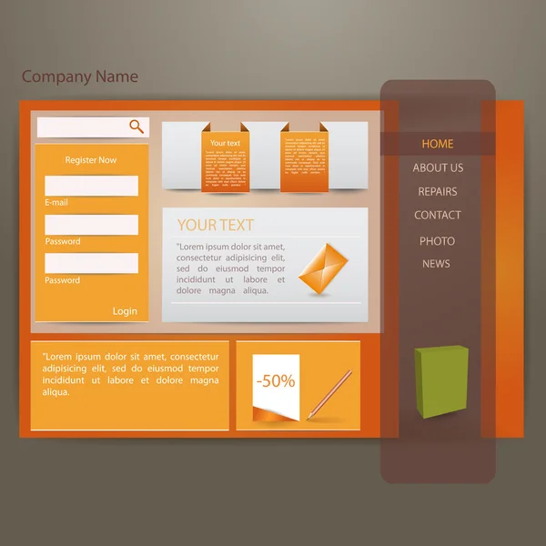 Plantilla Creativa Sitio Web Naranja — Archivo Imágenes Vectoriales