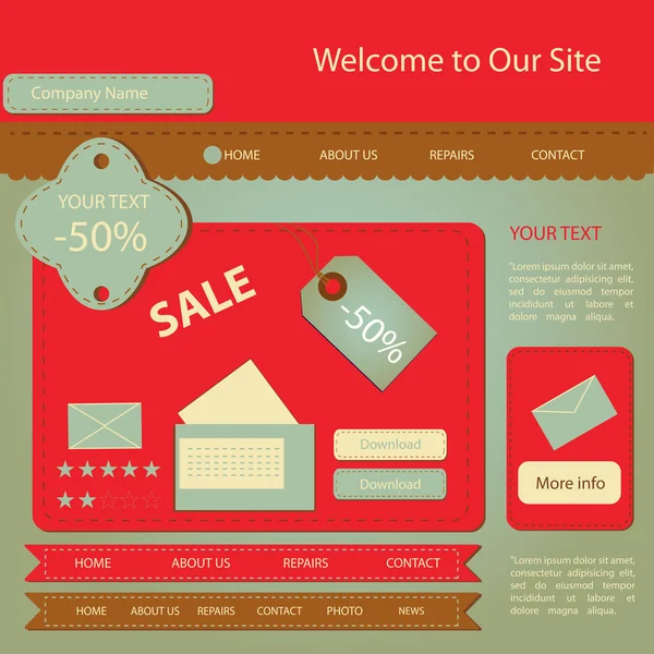 Modelo Design Web Site Vetor — Vetor de Stock
