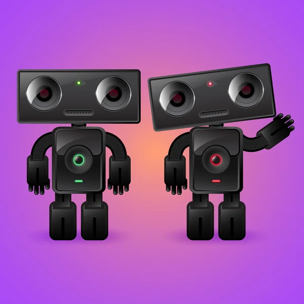 Deux Robots Homme Une Femme — Image vectorielle