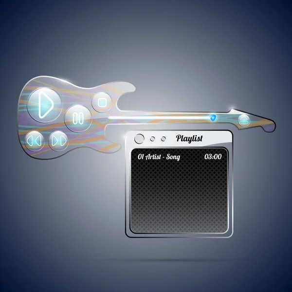 Guitarra Con Amplificador Audiopleer — Vector de stock