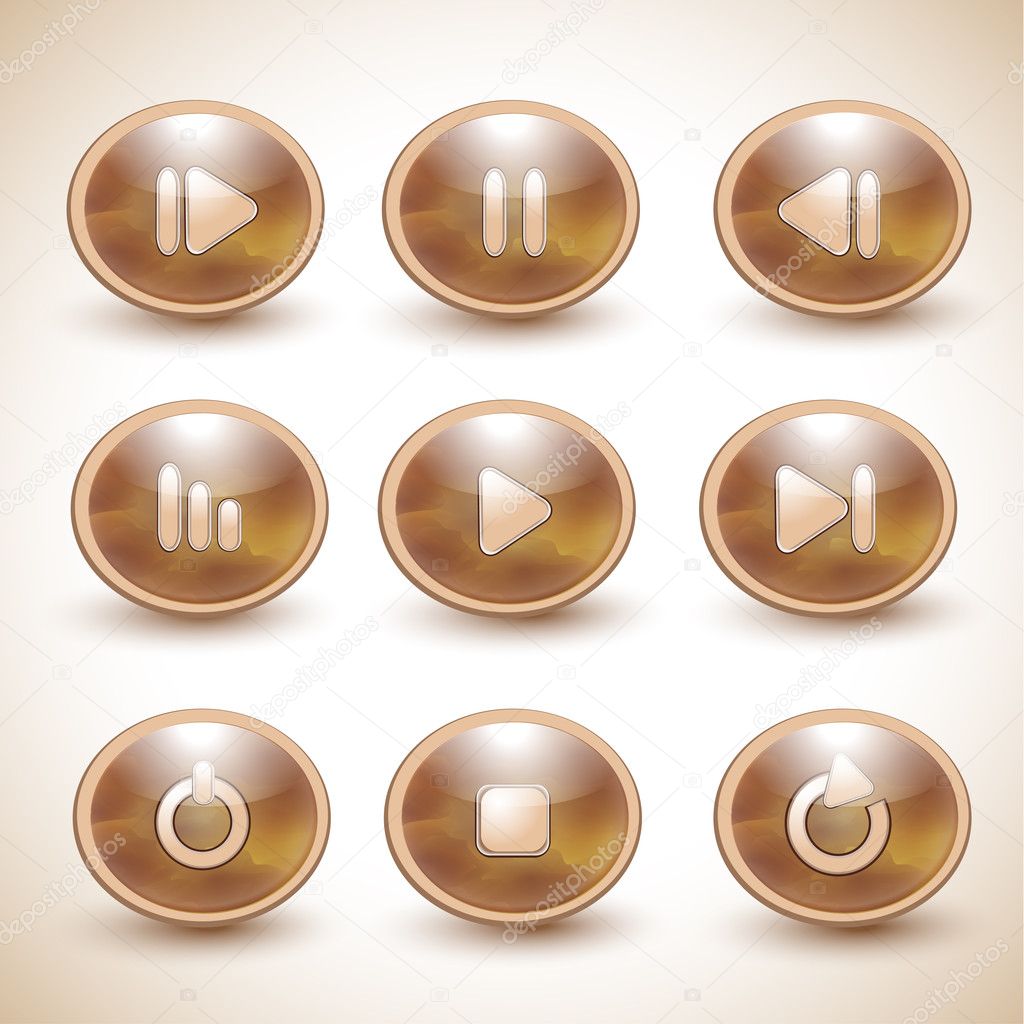 Set of vector media player buttons.