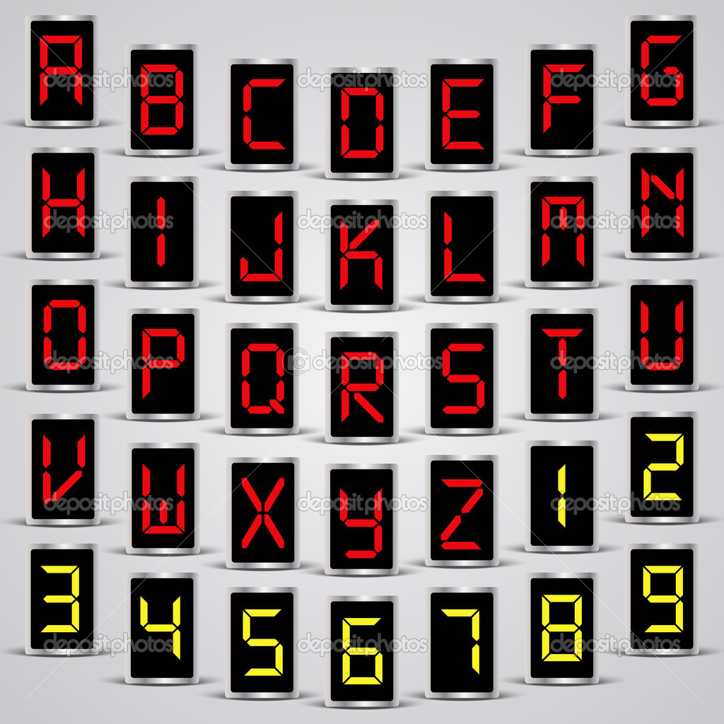 Led vector alphabet and numbers