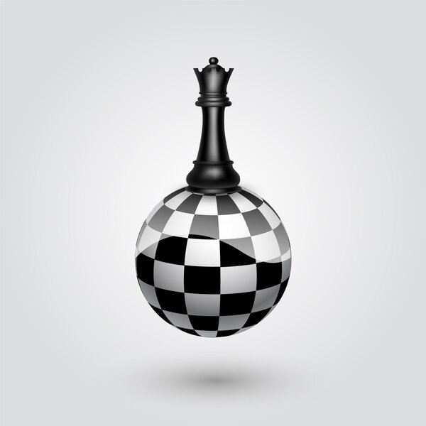 Chess black queen. Vector illustration.
