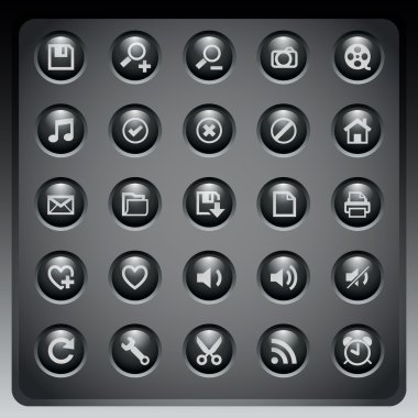 web icons set on dark background clipart