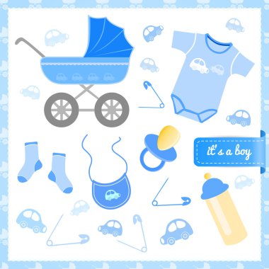 Baby boy announcement card. vector illustration clipart