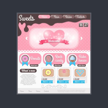 website template for candy shop. clipart