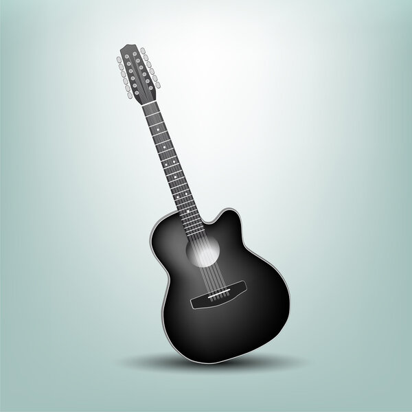 Ilustración Vectorial Una Guitarra Acústica — Vector de stock