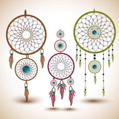 Vector set of dream catchers. clipart