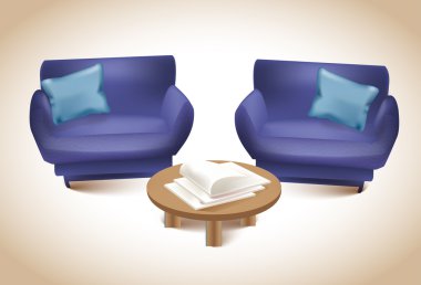 Sofa set with table clipart