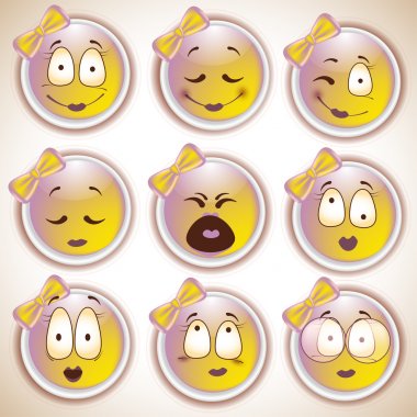 Sarı emoticons karakter kümesi