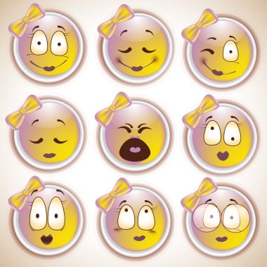 Sarı emoticons karakter kümesi