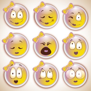 Set of characters of yellow emoticons clipart