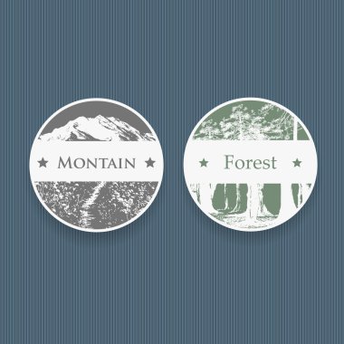 Retro vintage style labels for mountain and forest. clipart