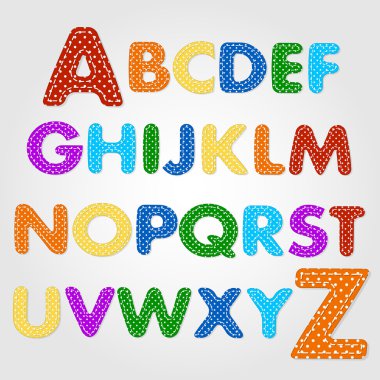 Alphabet Quilt and old fashioned baby blanket design clipart