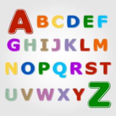 Colourful sticker font - letter from A to Z clipart