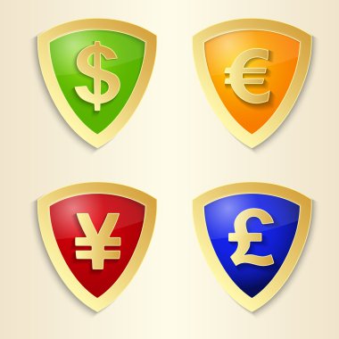para birimi işaretler - dolar, euro, yen ve pound. vektör para simgesi.