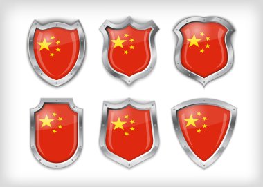 Different icons with Flag of China clipart
