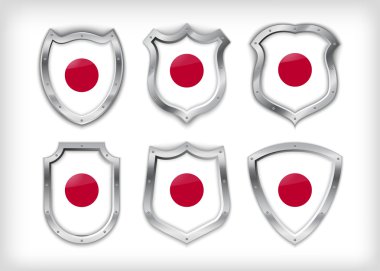 Different icons with flag of Japan clipart