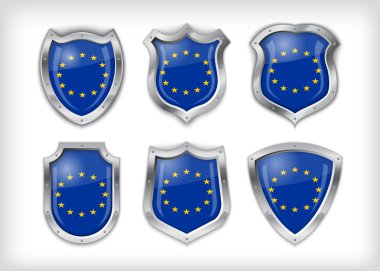 Different icons with European Union flag clipart