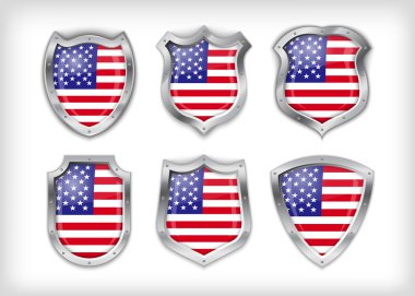 Different icons with flag of USA clipart