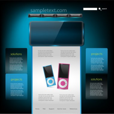 Vector Website Design Template of mp3 player clipart