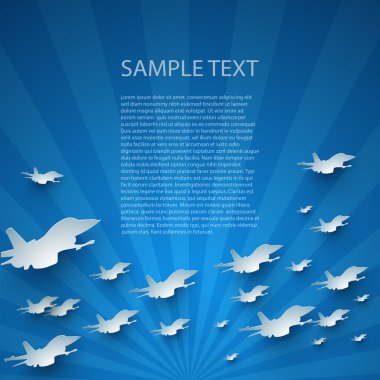 Blue abstract vector background with planes clipart