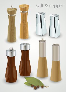 Salt and pepper mills and shakers clipart