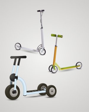 Çocuk scooter, vektör çizim 
