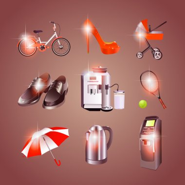 different objects icons, vector illustration  clipart