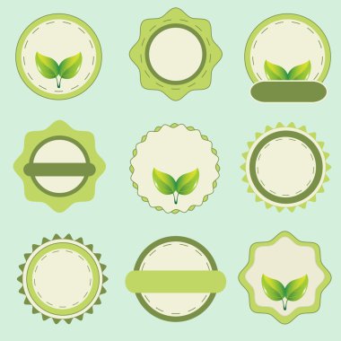 Eco labels with retro vintage design. Vector clipart