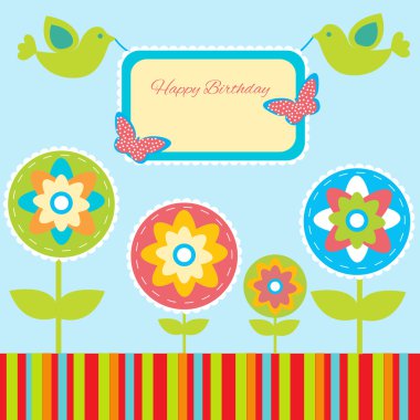 Birthday card with birds clipart
