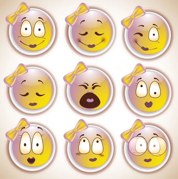 Conjunto Caracteres Emoticons Amarelos —  Vetores de Stock