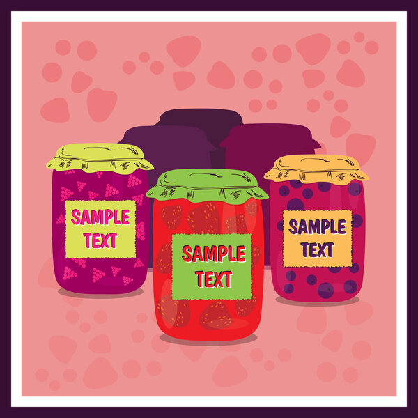 Jars of jam vector illustration 