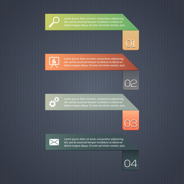 Стрелки процесса шагов, векторная иллюстрация
 