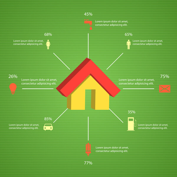 Icono Casa Ecología Objetos Ambientales — Vector de stock