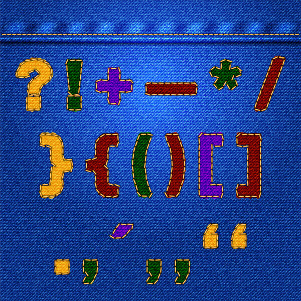 Векторные джинсы знаки препинания и знаки
