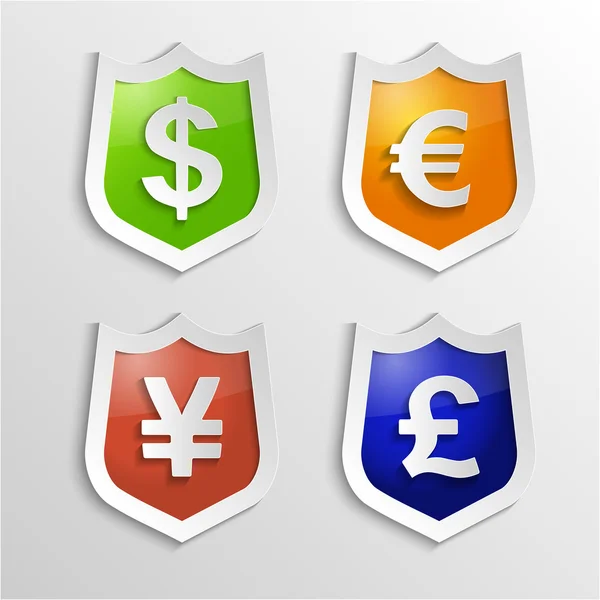 Currency Signs Dollar Euro Yen Pound Vector Money Symbol — Stock Vector