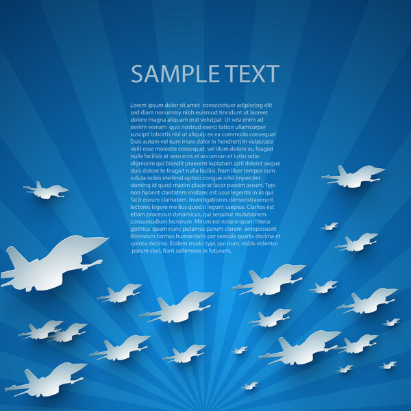 Blue abstract vector background with planes