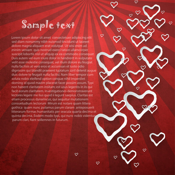 Vector retro background with hearts