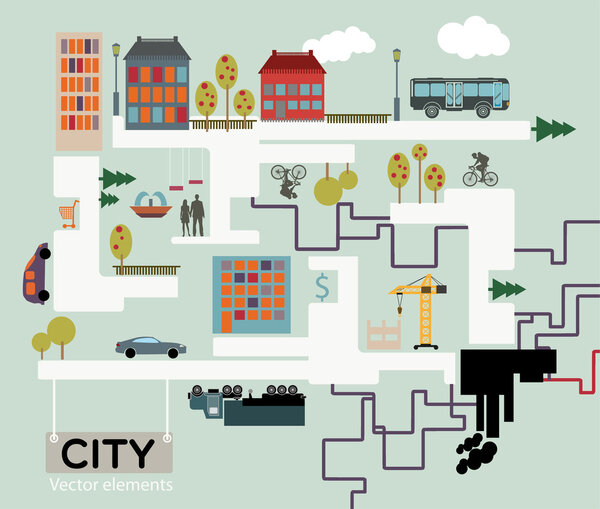 Ciudad Vector Fondo Info Gráfico — Vector de stock