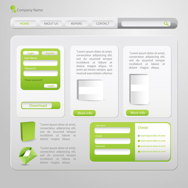 Web site design template, vector.